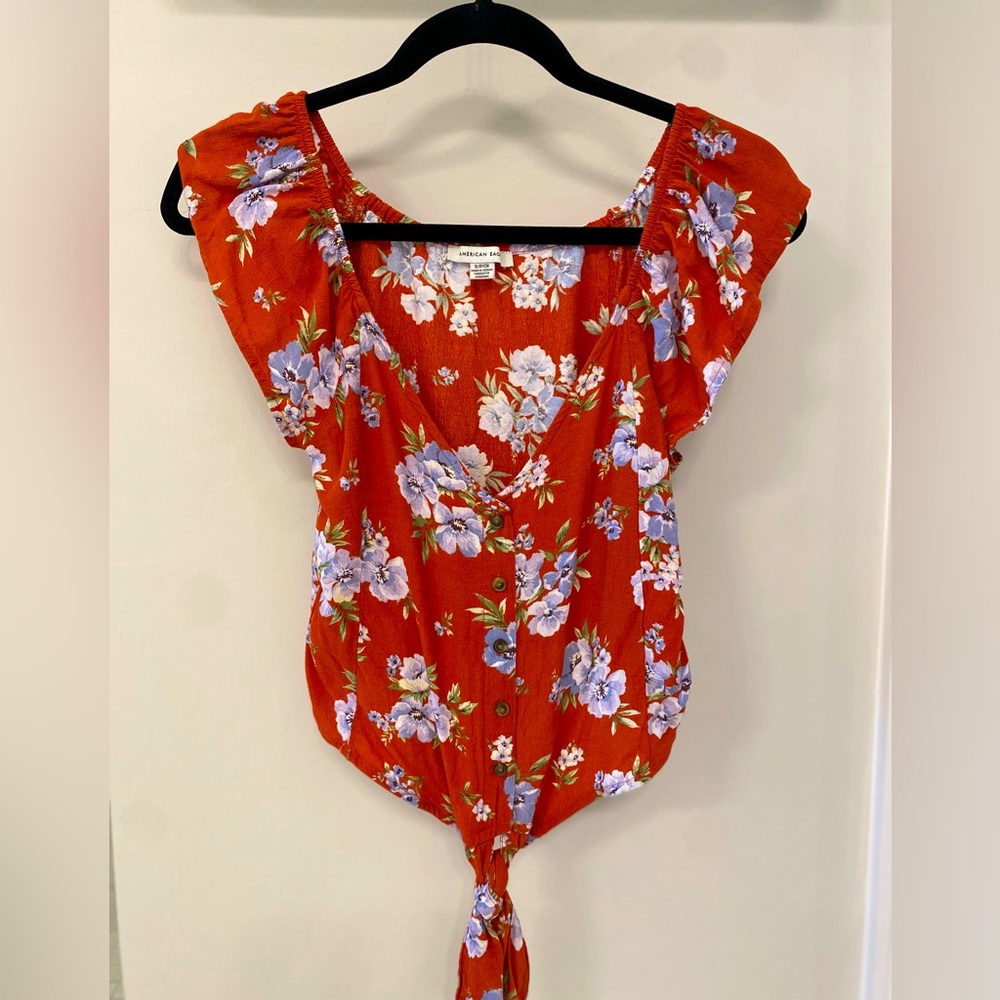 American Eagle Tie Front Crop Top, size small